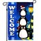 G128 - Christmas Garden Flag, Christmas and Winter Themed Decorations - Welcome Three Cute Penguins,  | 12x18 Inch | Printed 150D Polyester - Rustic Holiday Seasonal Outdoor Flag